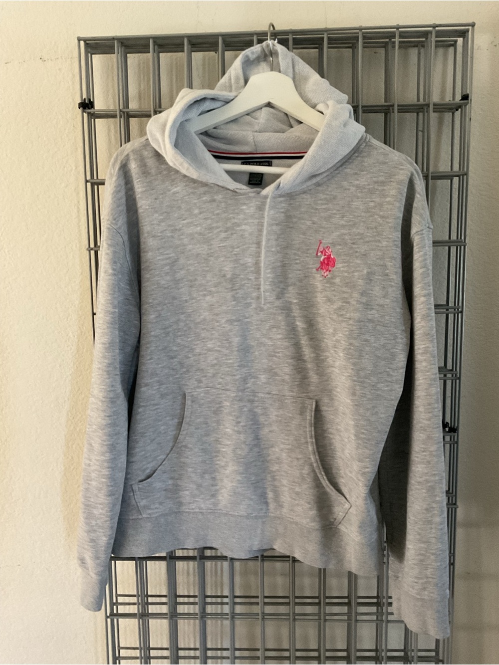U.S. Polo Assn. Gray Hoodie with Pink Logo